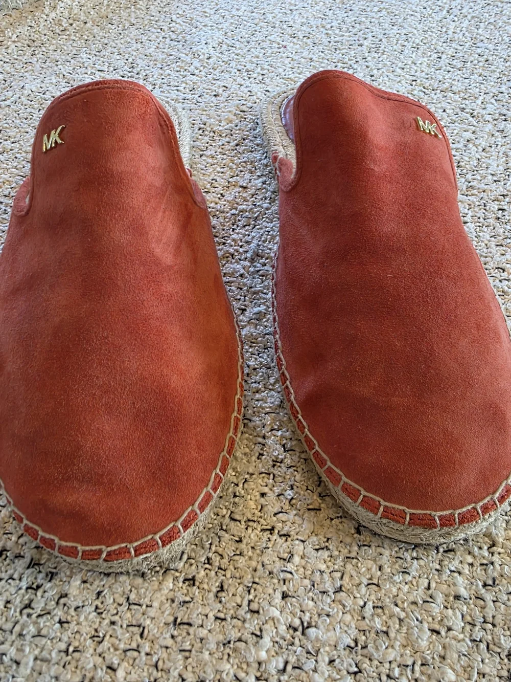 Michael Kors Coral Suede Leather Espadrille Mule Slides Slip On Shoes